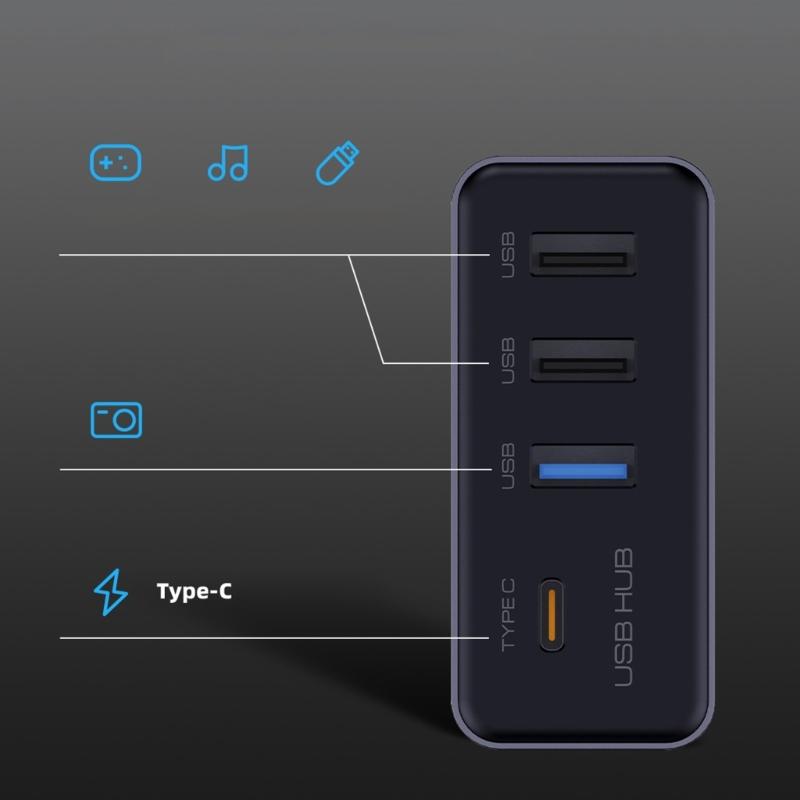 Power Distribution USB Hub Dock Station with 3 USB Ports and 1 Type C Port Ensuring Stable Transfer for Model 3/Y