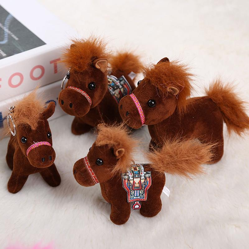 10cm Roztomilý Mini Přívěsek Kůň Klíčenka Plyšová Hračka Kawaii Zvíře Simulace Vycpaná Panenka Dekorace na Tašku Děti Znamení Zvěrokruhu Kůň Dárky