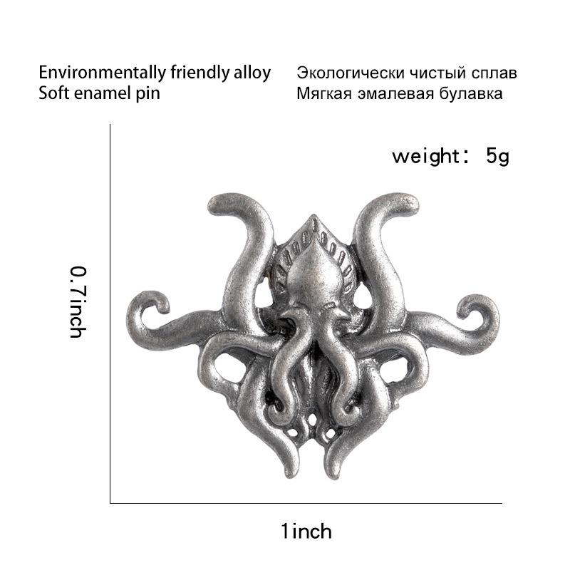 1pz Spilla da bavero Lovecraft Cthulhu Distintivo Personalità Mostro Marino Nordico Polpo Spille