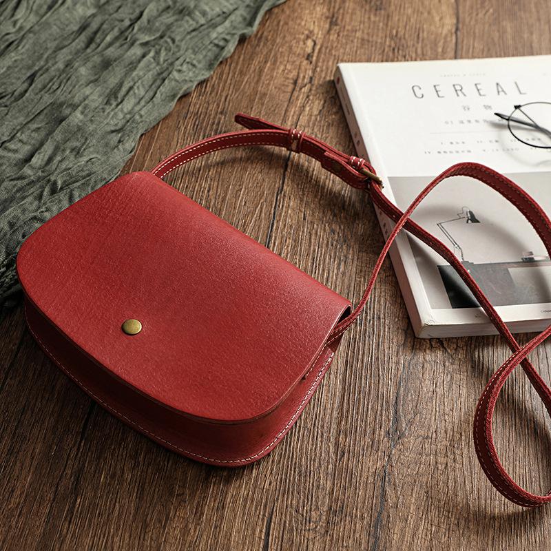 Johnature Eenvoudige Echte Leren Crossbody Tassen Voor Vrouwen Veelzijdige Zadeltas Vintage Effen Kleur Natuurlijke Koeienhuid Schoudertassen bordeaux