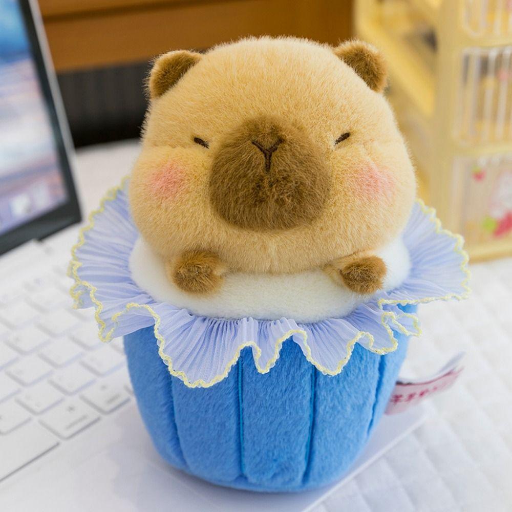 Mini Plush Capybara Plush Toy Fluffy Dessert Capybara Doll Dessert Capybara Plush Toy  Room Decor