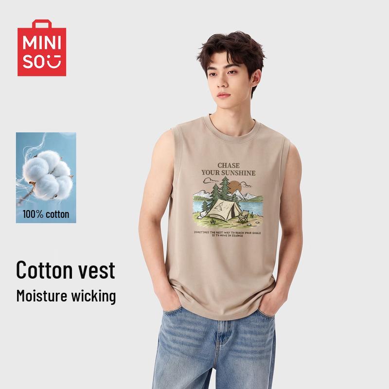 MINISO Men s Summer Loose Pure Cotton Sleeveless Vest L