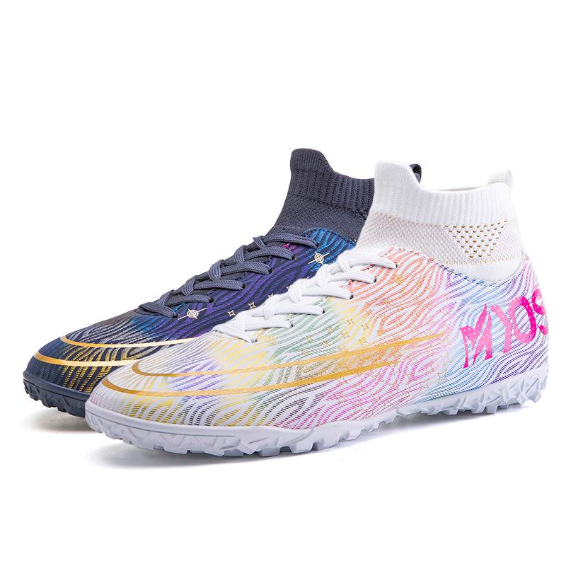 Football Shoes Men's Mandarin Ducks Long Nails High-top Students Artificial Grass Competition Training Shoes