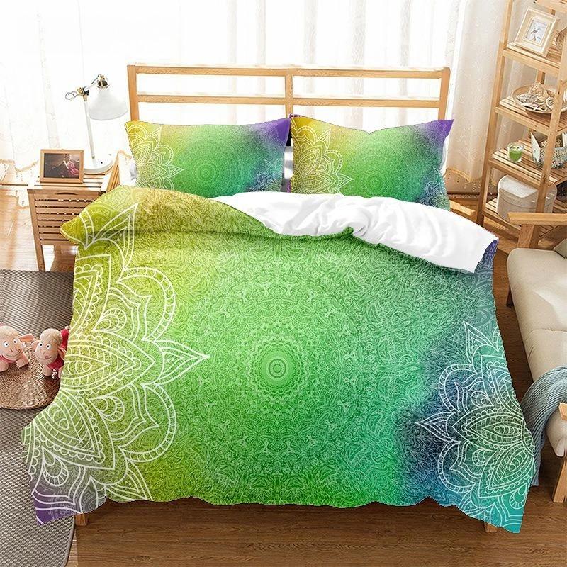 Mandala Flower Duvet Cover Set Bohemian Style Colourful Flowers Comforter Cover King Size For Boys Girls Polyester Bedding Se