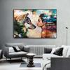 Abstrakte Frauen- und Wolf-Kunst-Ölgemälde auf Leinwand, Innendekoration für Zuhause, Landschaft, Wandkunst, Poster, Druck, Bilder, Wohnzimmer