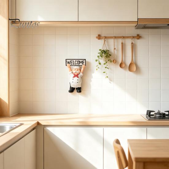 No Drill Wall Mount Cartoon Chef Hook, Resin Adhesive Toothbrush Holder, Small Decor Items Decorative Organizer for Kitchen or Washbasin Kids