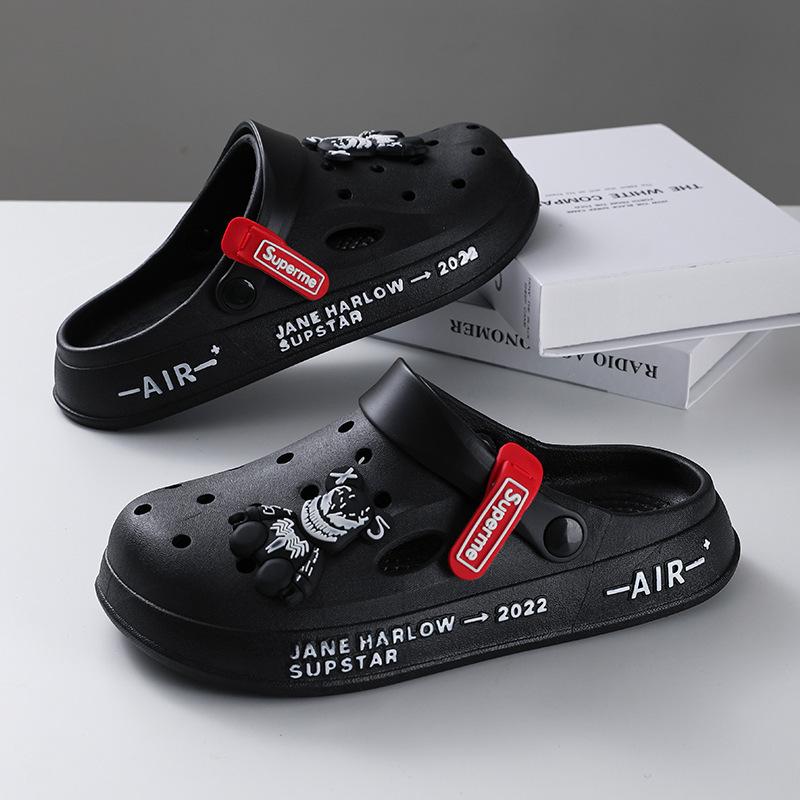Hole Shoes Men's New Year Couple Platform Slippers Bag Head Sandals Non-slip Casual Soft-soled Beach Shoes Men