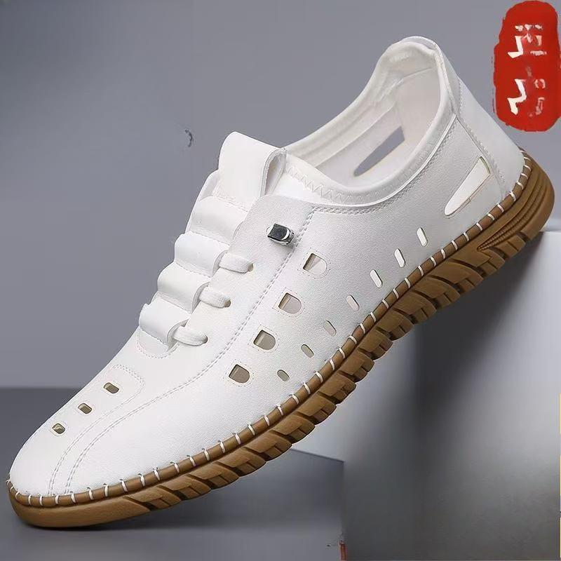 Sandale noi de vară din piele respirabilă cu goluri, pantofi cu găuri pentru bărbați, sandale casual handmade, impermeabile pentru bărbați