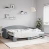 VidaXL Daybed with Trundle and Mattress Light Grey 90x200 Cm Fabric 3197206