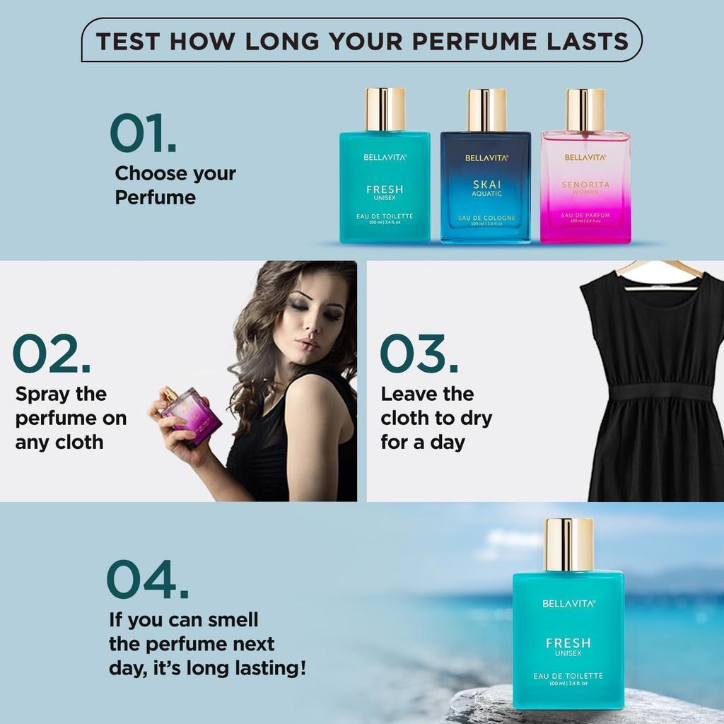 Bella Vita Luxury Fresh Unisex Long Lasting Perfume | Citrus, Floral Premium Fragrance for Men and Women - 100ml