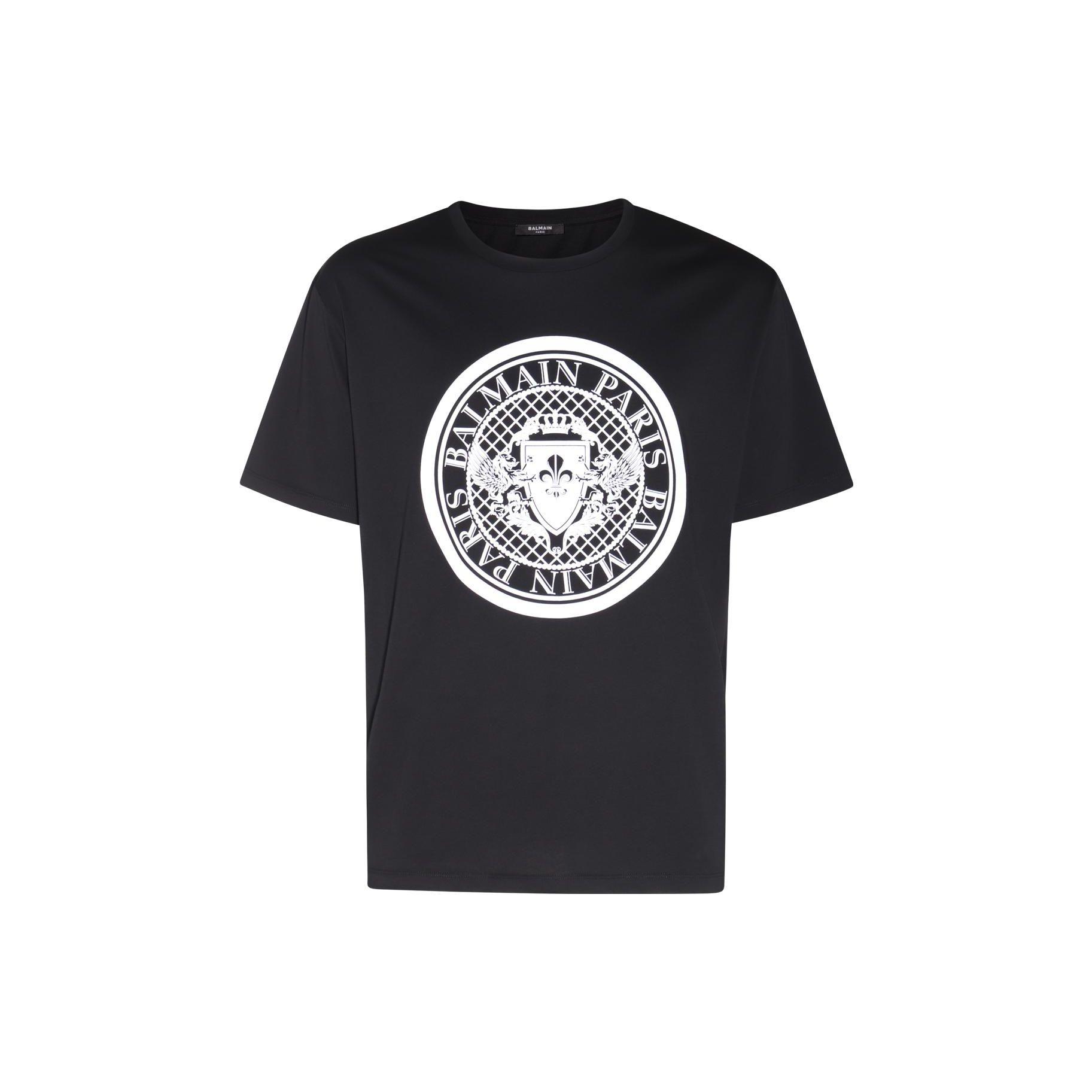 

Balmain Футболка с принтом Черный/Белый Мужские топы Разноцветный AH1EG000BB17-EAB L