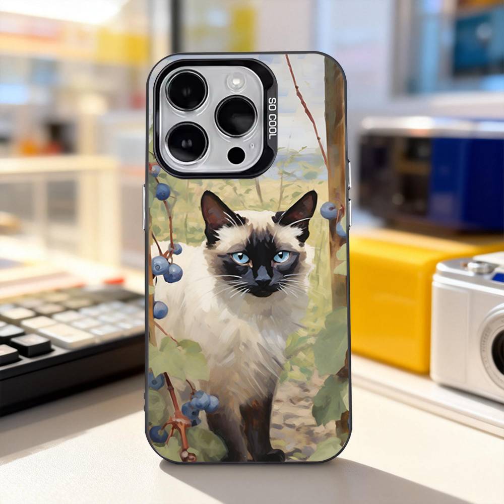 Funny Siamese Cats Cute For iPhone 11,12,13,14,15,16,17,Pro,Max,Plus,E,Air,Mini Phone Case IMD Matte Black