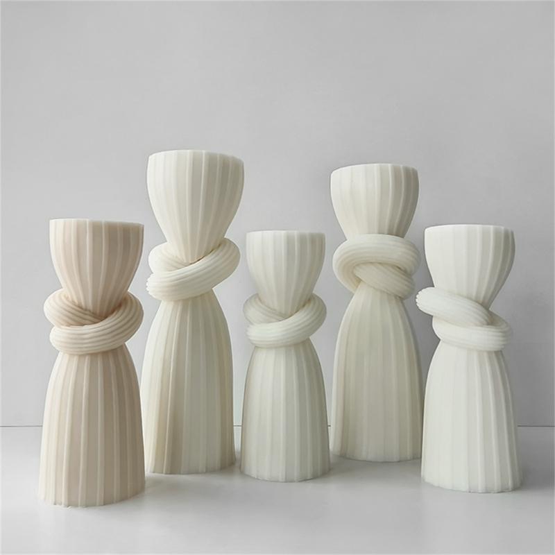 Flexible Silikonform, gestreifte, zylinderförmige Kerzenformen, duftende Aromatherapien, Herstellungsform, handgefertigte Ornamentform