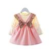 Spring Autumn Baby Girl Fake Two Piece Long Sleeve Dress 0-3 Years Old Infant Toddler Stylish Princess Dress