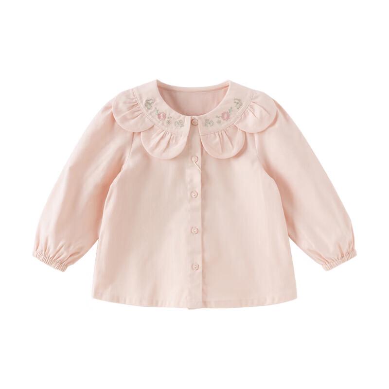 DAVE & BELLA Girls' Floral Long-Sleeve Collared Cotton Shirt
