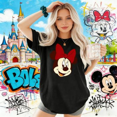 2025 Disney Minnie Maus Damen Niedliche Cartoon-Tops für Mädchen Lässige Damen-T-Shirts 100% Reine Baumwolle Bedrucktes Freizeit-T-Shirt