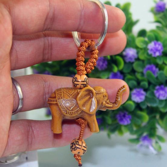 Lucky Elephant Resin Pendant Keychain Car Key Ring Holder Bag Purse Decor Gift