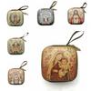 Portable Virgin Mary Prayer Rosary Storage Bag 7x7cm Zippered Religious Articles Cartoon Elegant Prayer Kit Devotees