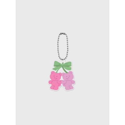 Theninemall Pink Cherry Ribbon Gummy Acrylic Keyring