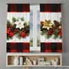 Piece Set High Definition Digital Printed Curtainschristmas Pine Branches Red Green Plaid Flower Decorhome Decoration Style Curtain Made Of Polyester