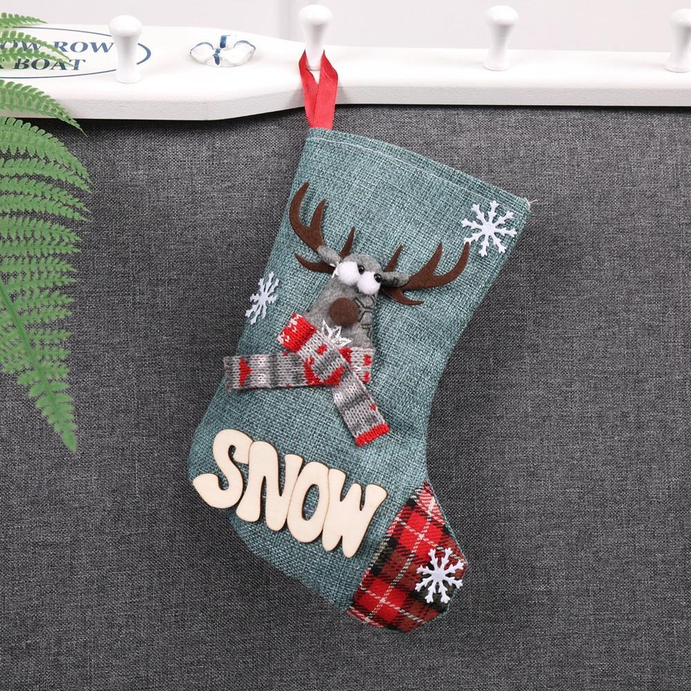 Medium Christmas Candy Gift Bag: Santa Claus & Snowman Stocking Decoration Props