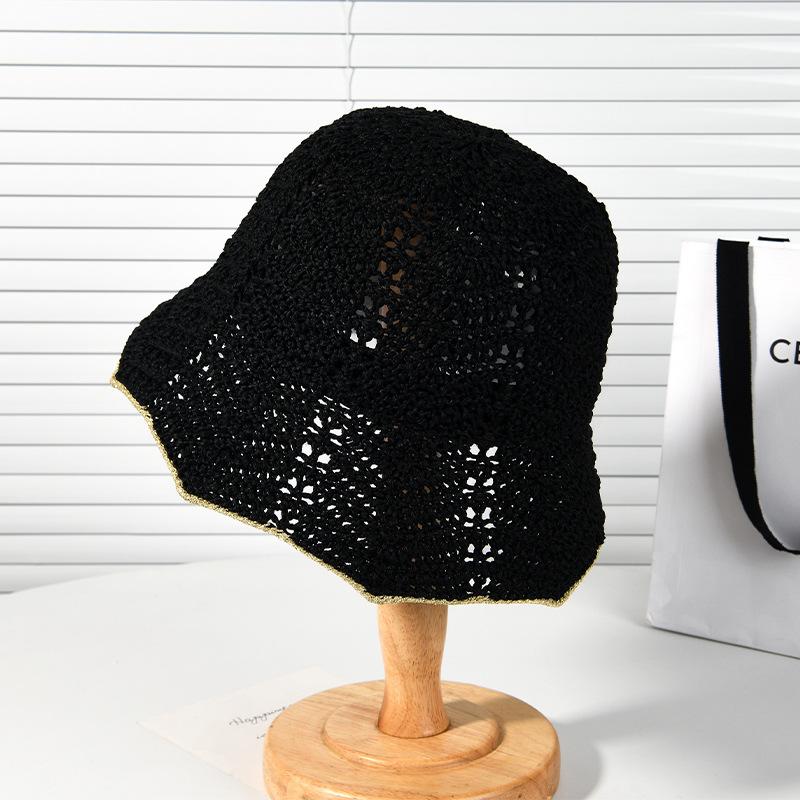 Hat women's spring and summer fashion hollow sunshade bucket hat outdoor travel breathable bucket hat showing washbasin hat