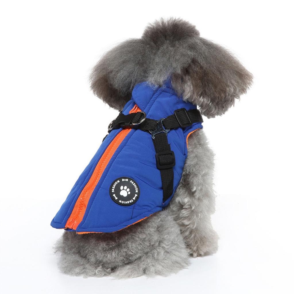 Winter Dog Vest With Integrated  No Pull Waterproof Warm Fleece Back Zipper For Small Medium Dog