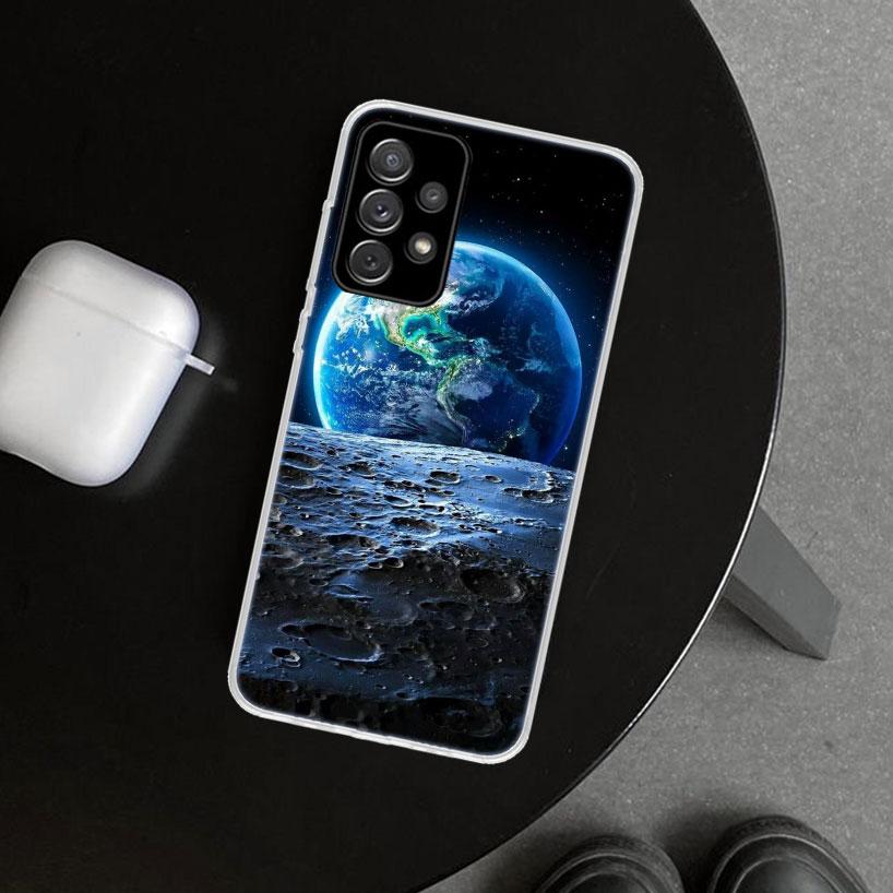 Erdsterne Weltraum Handyhülle Cover für Samsung Galaxy A12 A22 A32 A52 A72 A02S A51 A50S A31 A20S A10S Note 20 Ultra 10 Plus Gala