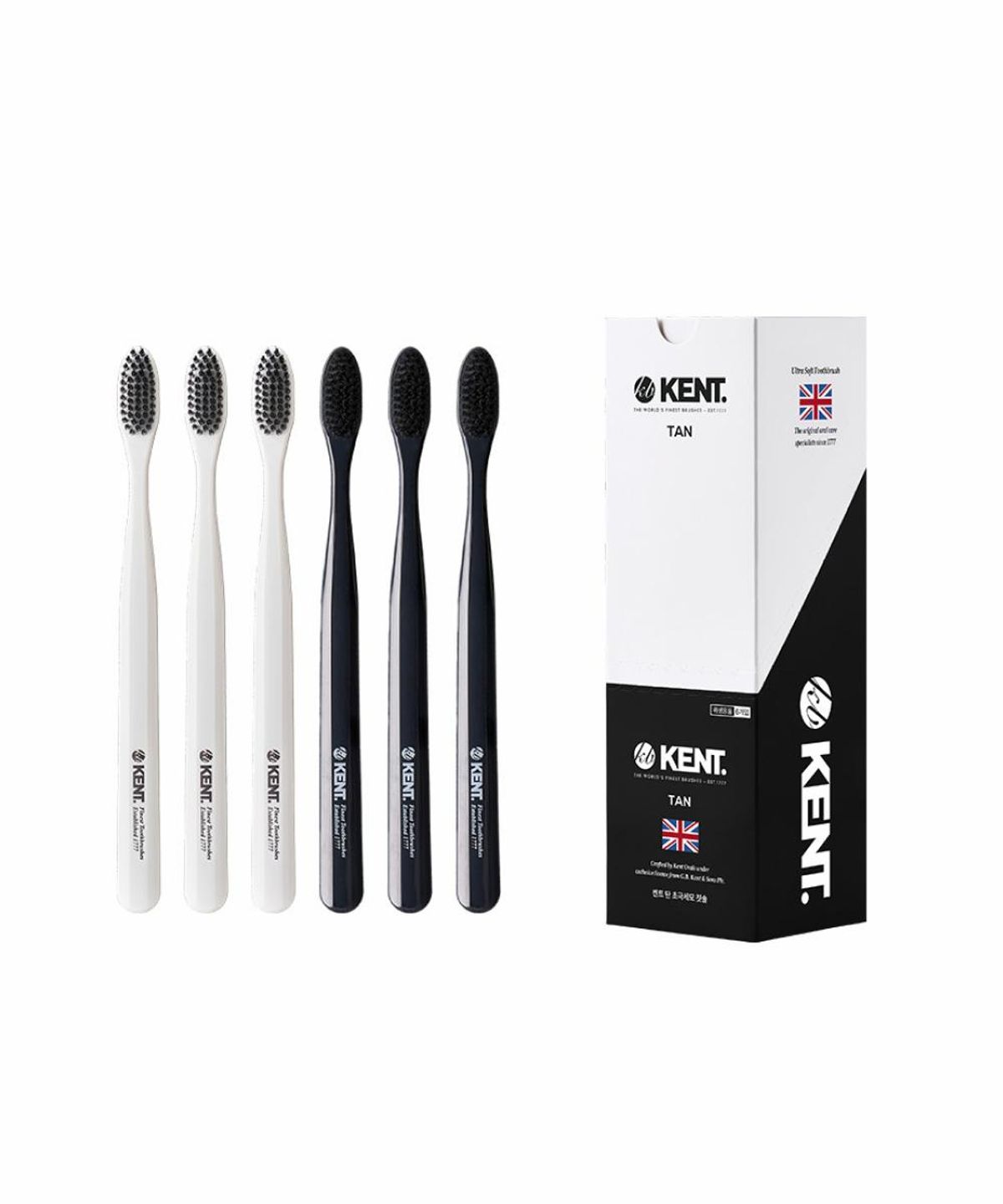Kent Toothbrush Tan Ultra-fine Bristles 6-Pack