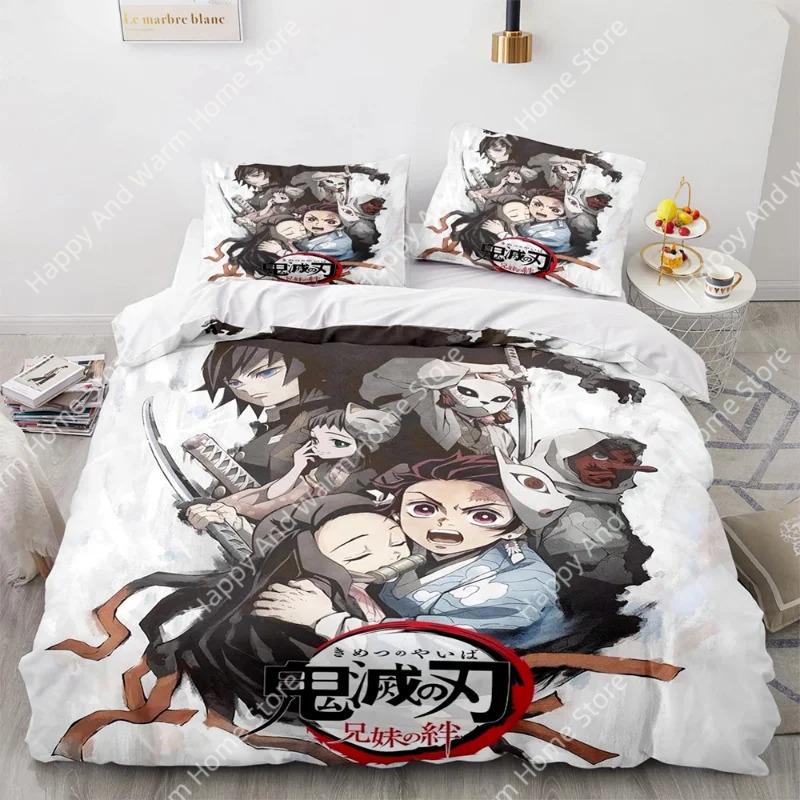 

Comforter Demon Slayer 3D Bedding Set Anime S Single Twin Full Queen King Size Home Decor Quilt Boys Gift Comforter (quilt)-EU Single(135*200cm)3pcs