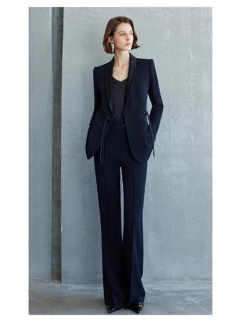 Elegant Spring & Autumn Chinese Buckle Suit Set for Women with Micro Flare Pants