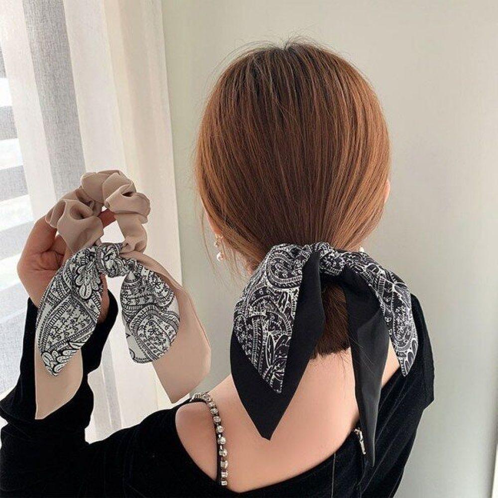 

Mno Fall Fashion Hair Accessories Party Look Hair Band Patterned Scarf Hair Band black