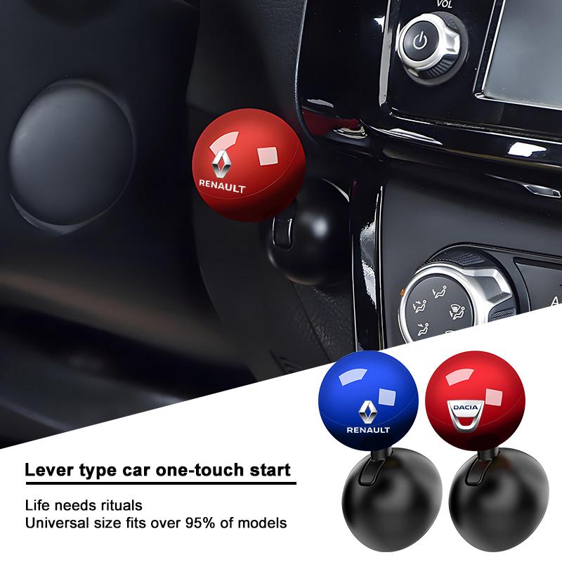 1Pcs Car Logo Push Start Button Lever Creative Protective Cover For Renault Dacia Megane 3 2 4 CC Clio 4 Koleos Clio Laguna 2 3 Duster Logan Duster