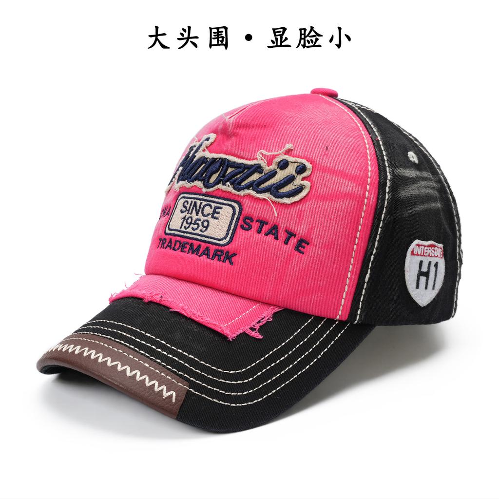 Korean Retro Men Women Baseball Hats Cotton Snapback Caps Embroidery Washing Versatile Fashion Letter Leisure Sunscreen Outdoor
