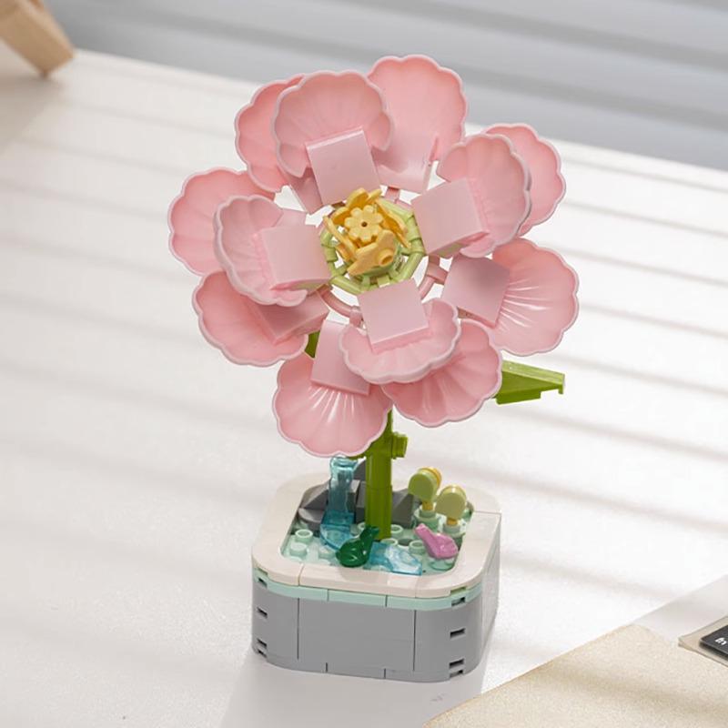Bionic Eternal Flower Building Blocks: Sunflower and Rose Assembly Toy for Children