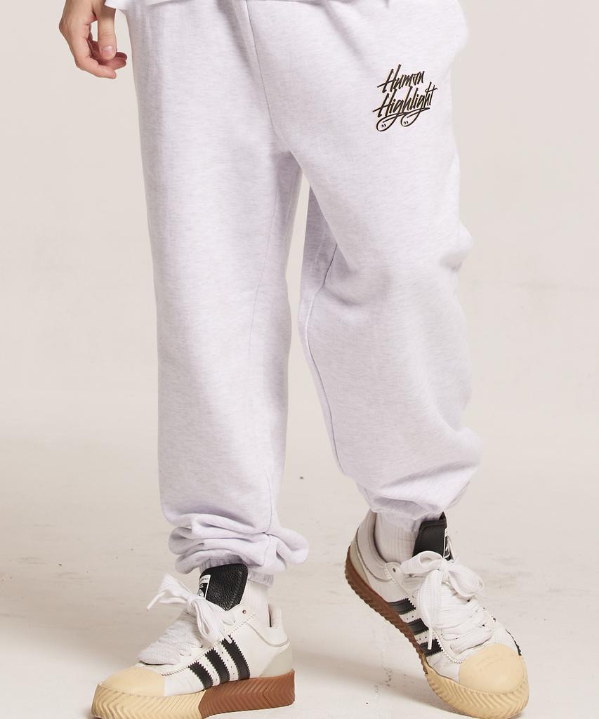 CREAM SODA LAB Human Highlight Logo Jogger Pants Light Gray Yellow