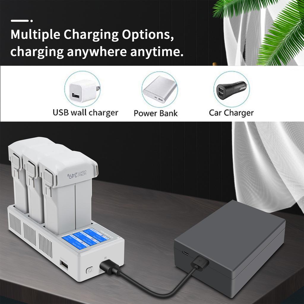 Lightweight 100W Fast Charging Station For Mini5/4/3Pro Battery Features Simultaneous 3Battery Charging Capability