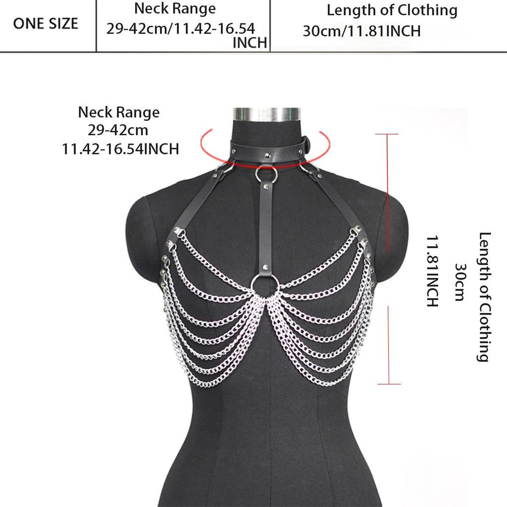 European & American Style Sexy Chest Chain Leather Restraint Choker Nightclub Apparel
