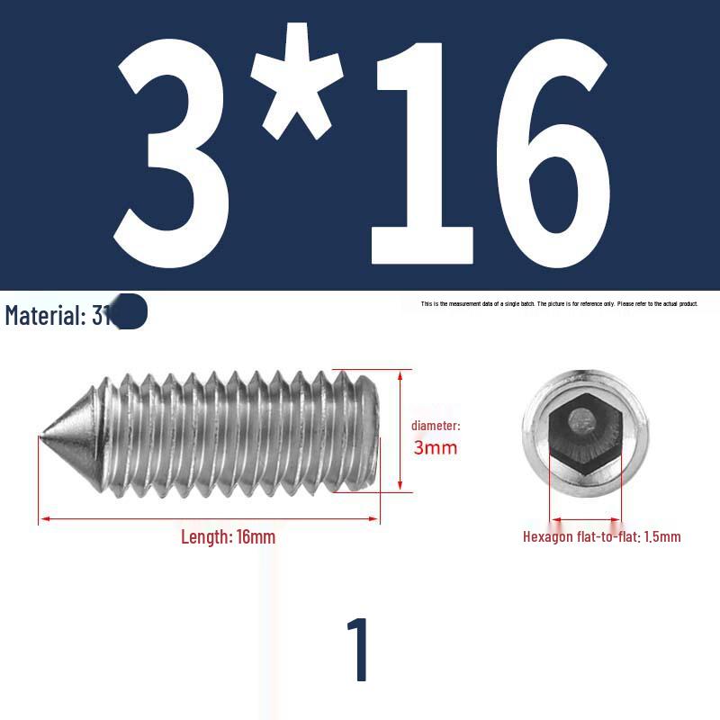 12.9 Edelstahl 304 Innensechskant Kegelspitze Gewindestift M2/M3