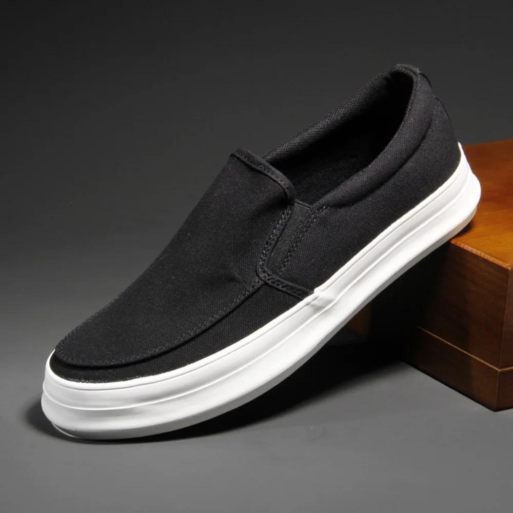 Leinenschuhe Herren Neu Atmungsaktive Freizeitschuhe Klassisch Vielseitig Trendig Dicke Sohle Bequem Low Top Canvas Herrenschuhe Sneaker
