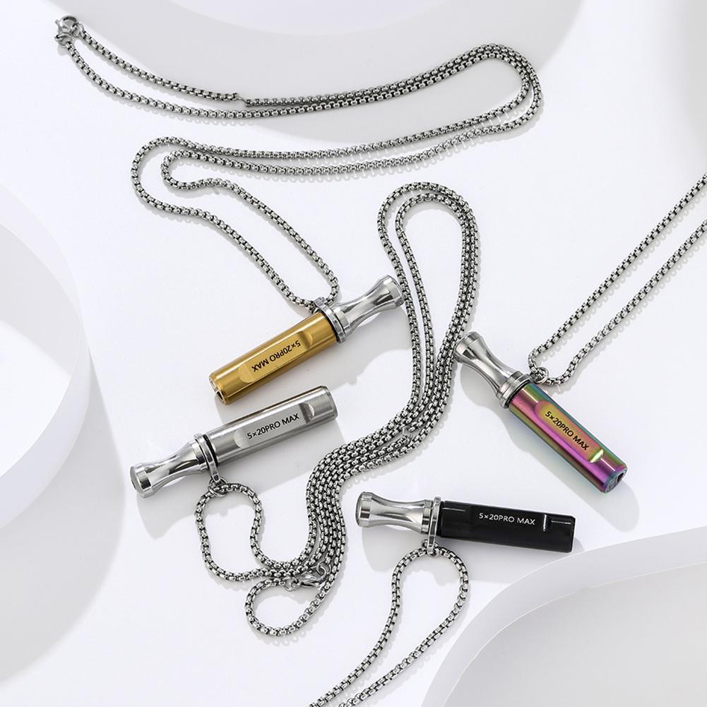 Mindfulness Breathing Necklace Stop Smoking Aids Fidget Round Mouth Anti Vaping Necklace for Natural Calm & Stress Relief