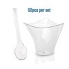 100ml Transparent PS Plastic Mousse Cup with Spoon - Irregular Shape, 3.4oz, Ideal for Pudding or Milk Tea.