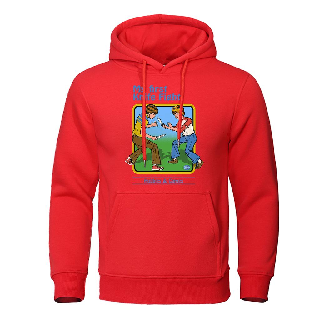My First Knife Fight Printing Hoodies Casual Fashion Soft Streetwear Crewneck Fleece Sweatshirt Pullover Hip Hop Hoody