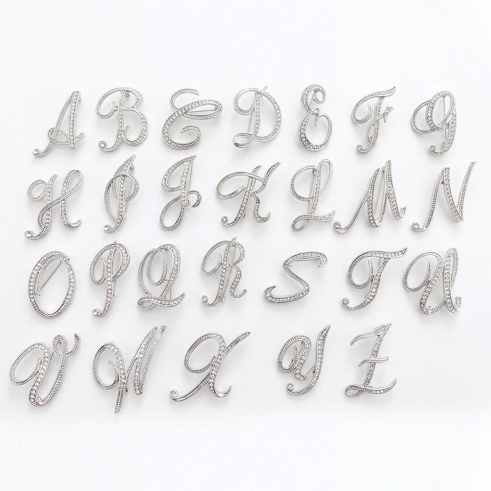 Trendy 26-Letter Rhinestone Brooch Pin - Fashion Accessory for Clothing & Bags