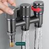 Stainless Steel 3-Way Water Valve Easy Adjust 1 Inlet 3 Outlets With Water-Stop Connector for Balcony Plant Watering