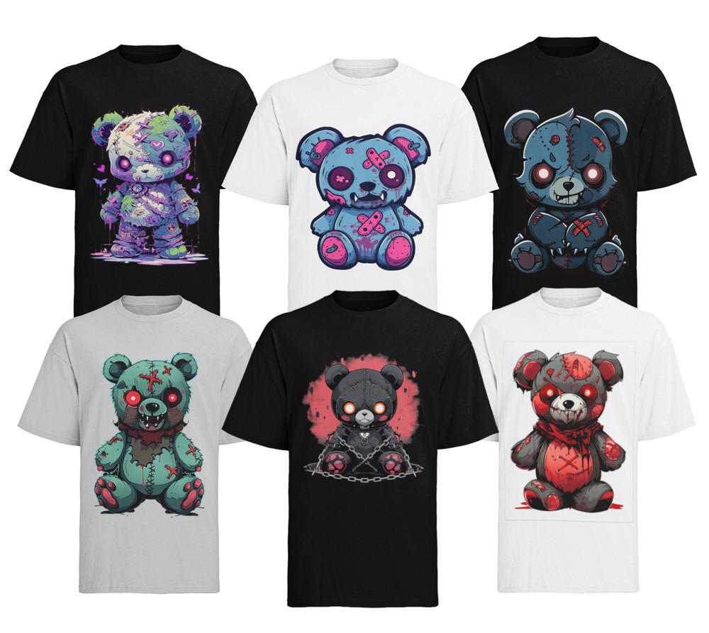 

Horror Bären Damen Shirt Halloween Hello Kitty Streetwear Bio Oversize 2XL