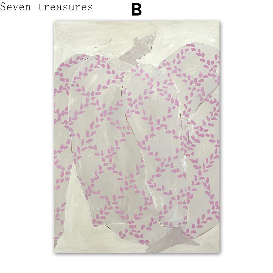 Minimalist Style Abstract Line Curve Think Girl Wall Art Print Canvas, Nordic Poster, Picture for Living Room Decor