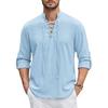 Men's Shirt Viking Top Cotton Linen Shirts Men Long Sleeved Halloween Costume