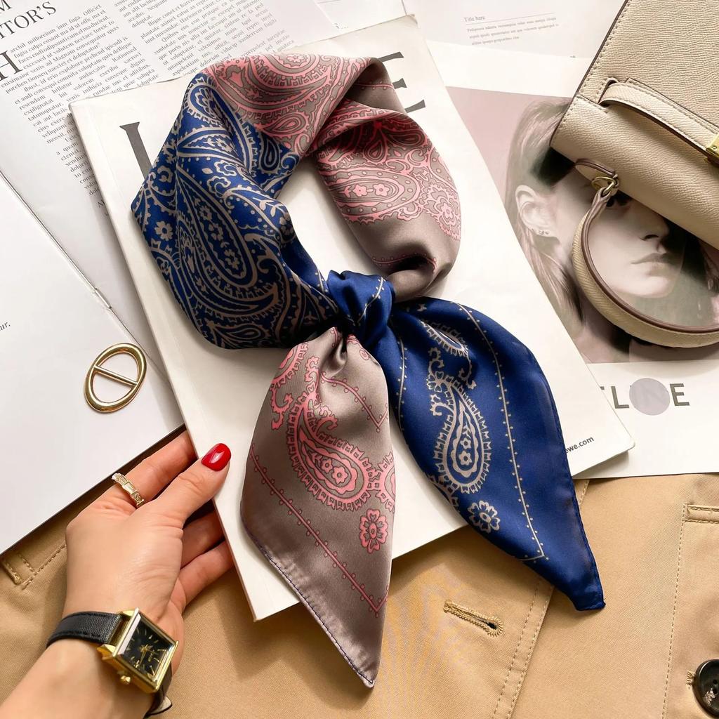 70cm Hair Print Silk Feeling Scarf For Women Fashion NeckTie Hand Bag Foulard Wrist Kerchief Shawl Wraps Hajib Lady