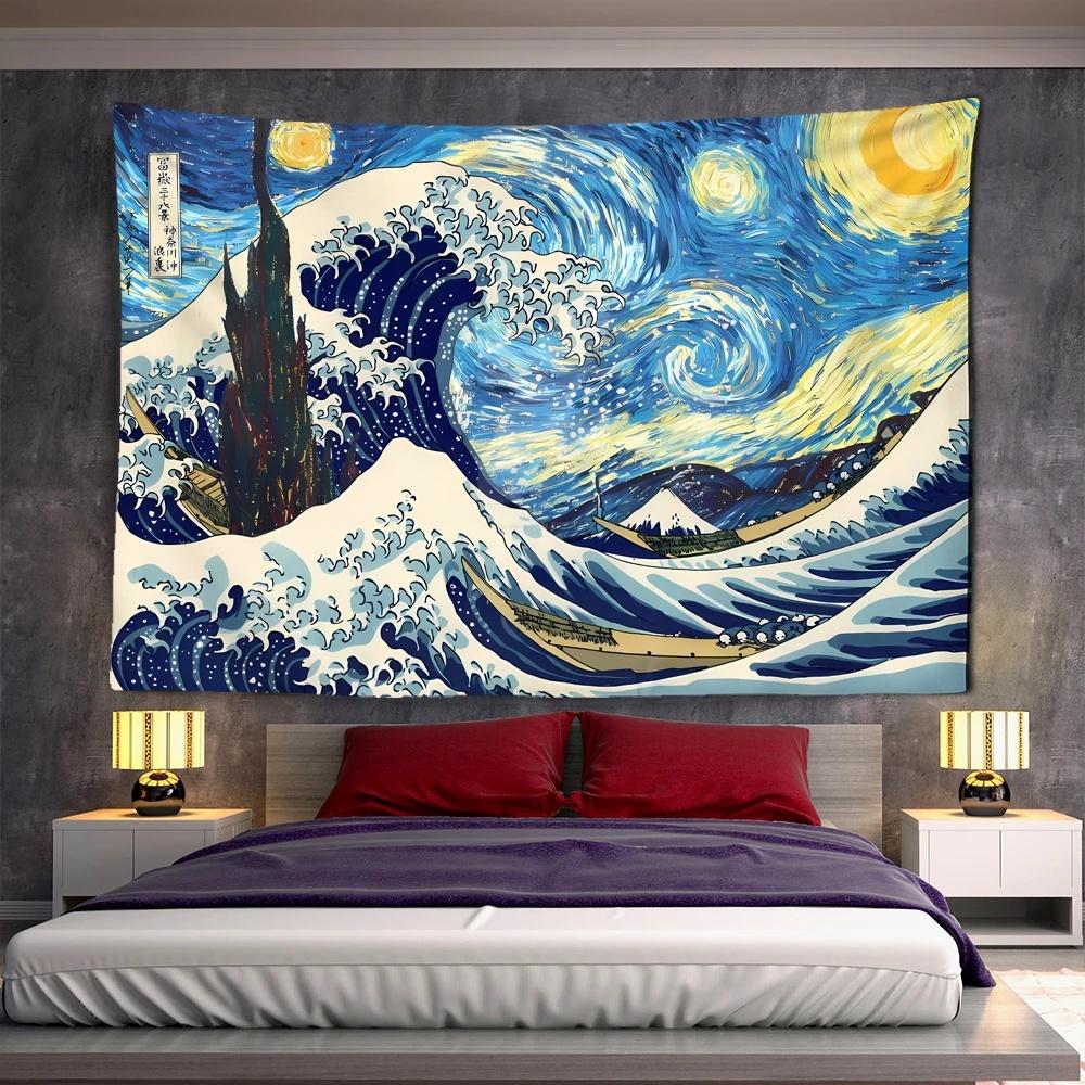 Berg Fuji, Japan Wandteppich Kunstdruck Wandteppich Die große Welle von Kanagawa Wandbehang Dekoration Japanischer Wandteppich